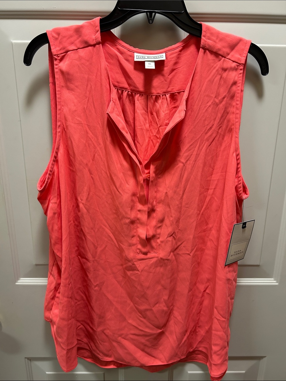 Dana Buchman Coral Sleeveless Split-Neck Tank Top